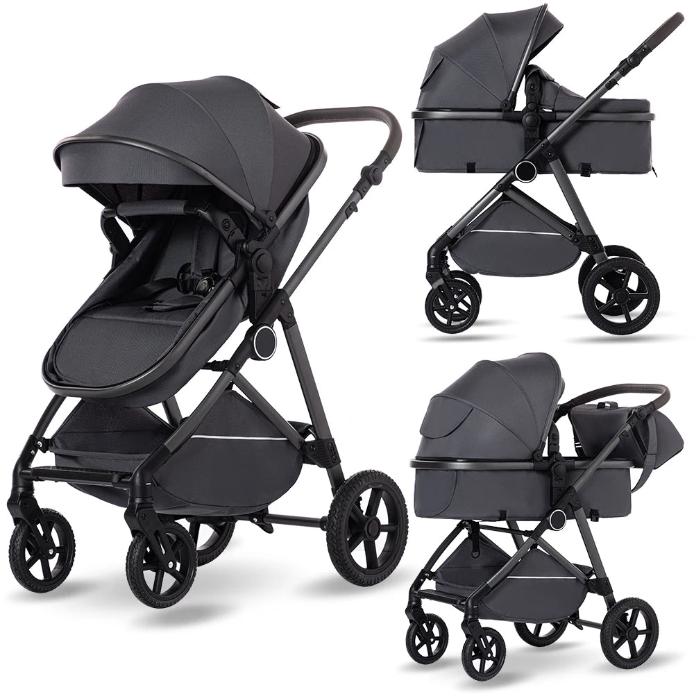 2-in-1 High Landscape Baby Stroller with Canopy