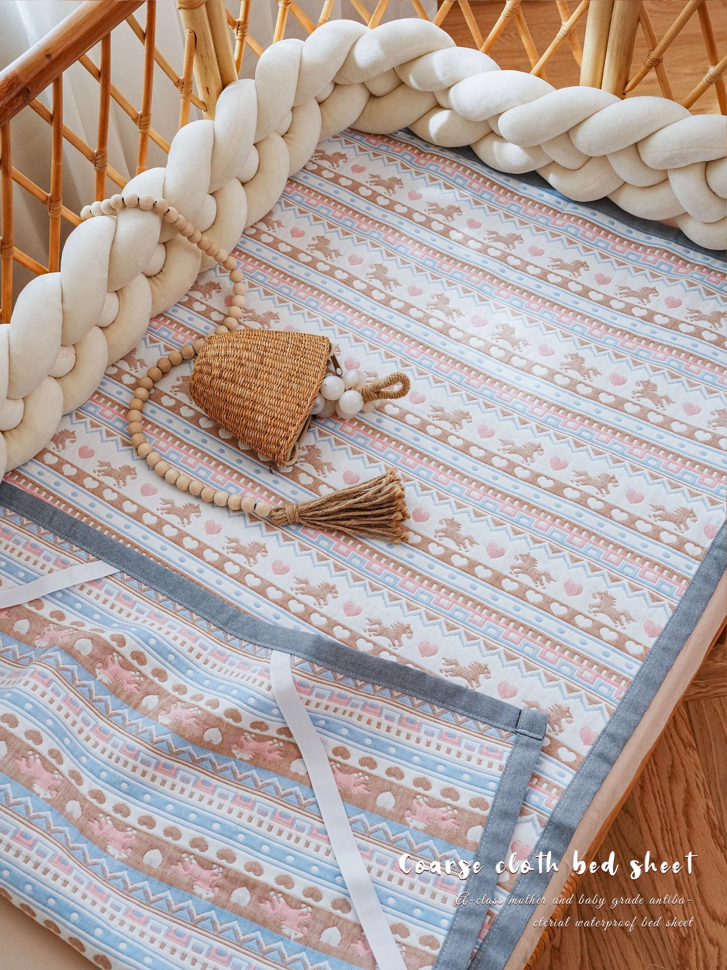 3-Piece Cotton Baby Crib Bedding Set Star Pattern