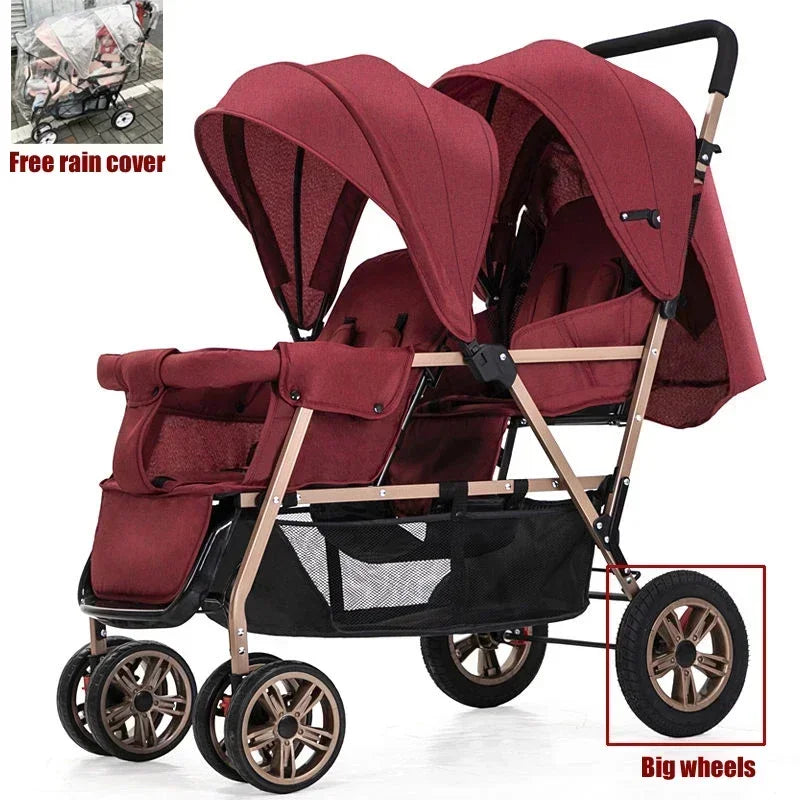 Twin Double Baby Stroller with Front Rear Seats