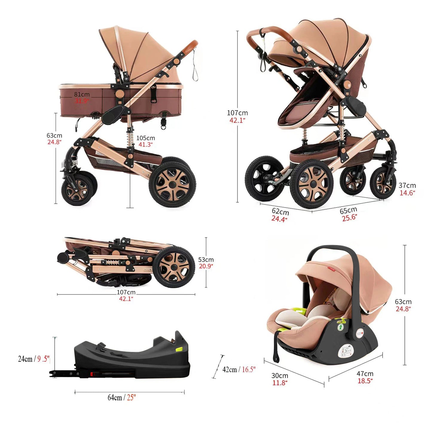 Baby Stroller Travel System with Car Seat Combo