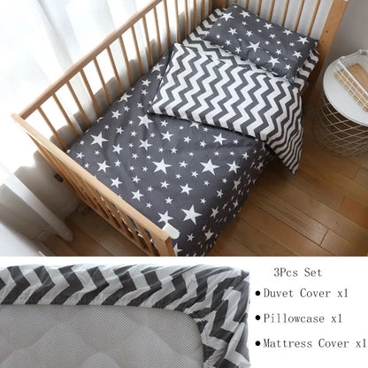 3-Piece Cotton Baby Crib Bedding Set Star Pattern