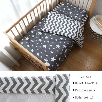 3-Piece Cotton Baby Crib Bedding Set Star Pattern