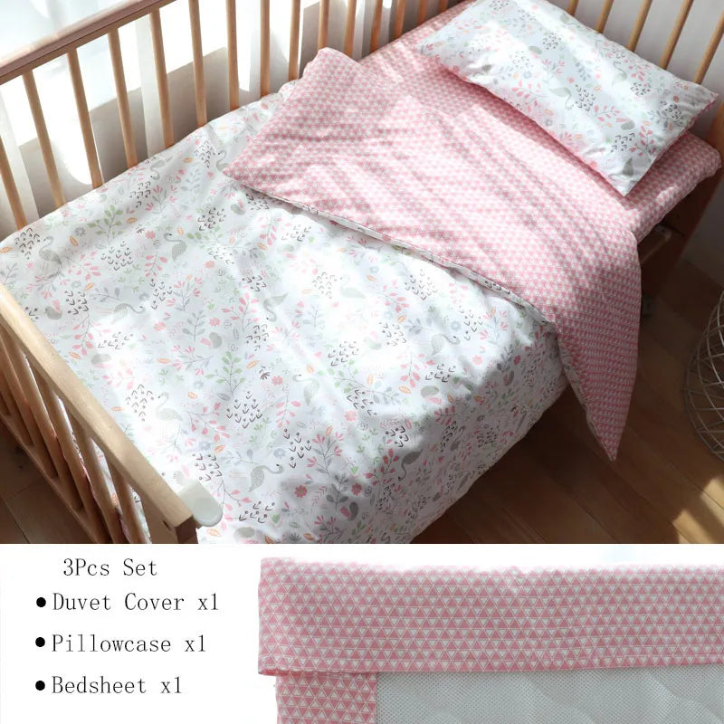 3-Piece Cotton Baby Crib Bedding Set Star Pattern