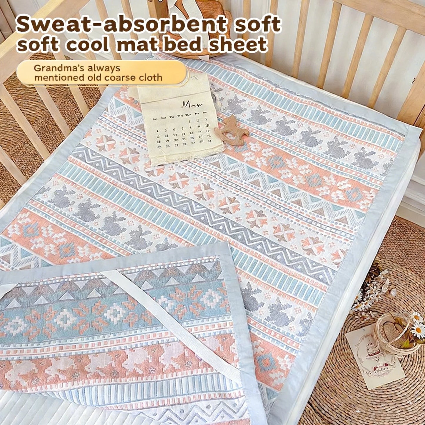 3-Piece Cotton Baby Crib Bedding Set Star Pattern