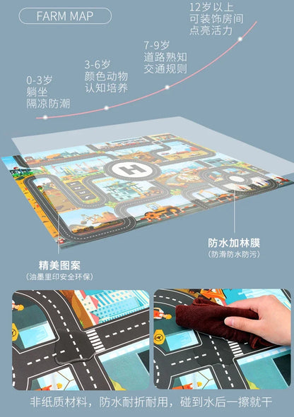 City Traffic Car Park Baby Play Mat Kids Rug