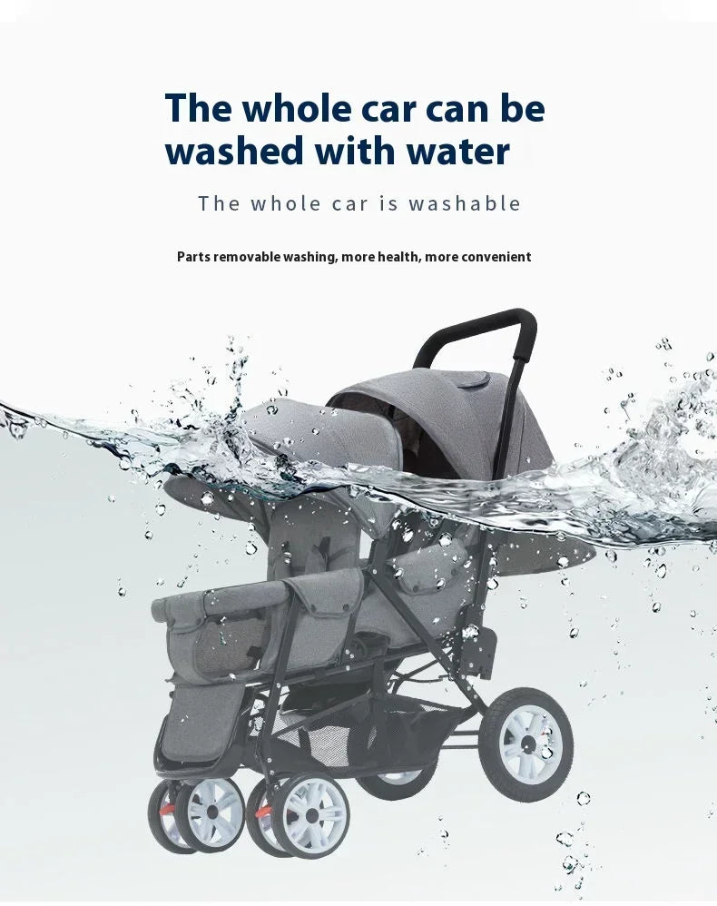 Twin Double Baby Stroller with Front Rear Seats