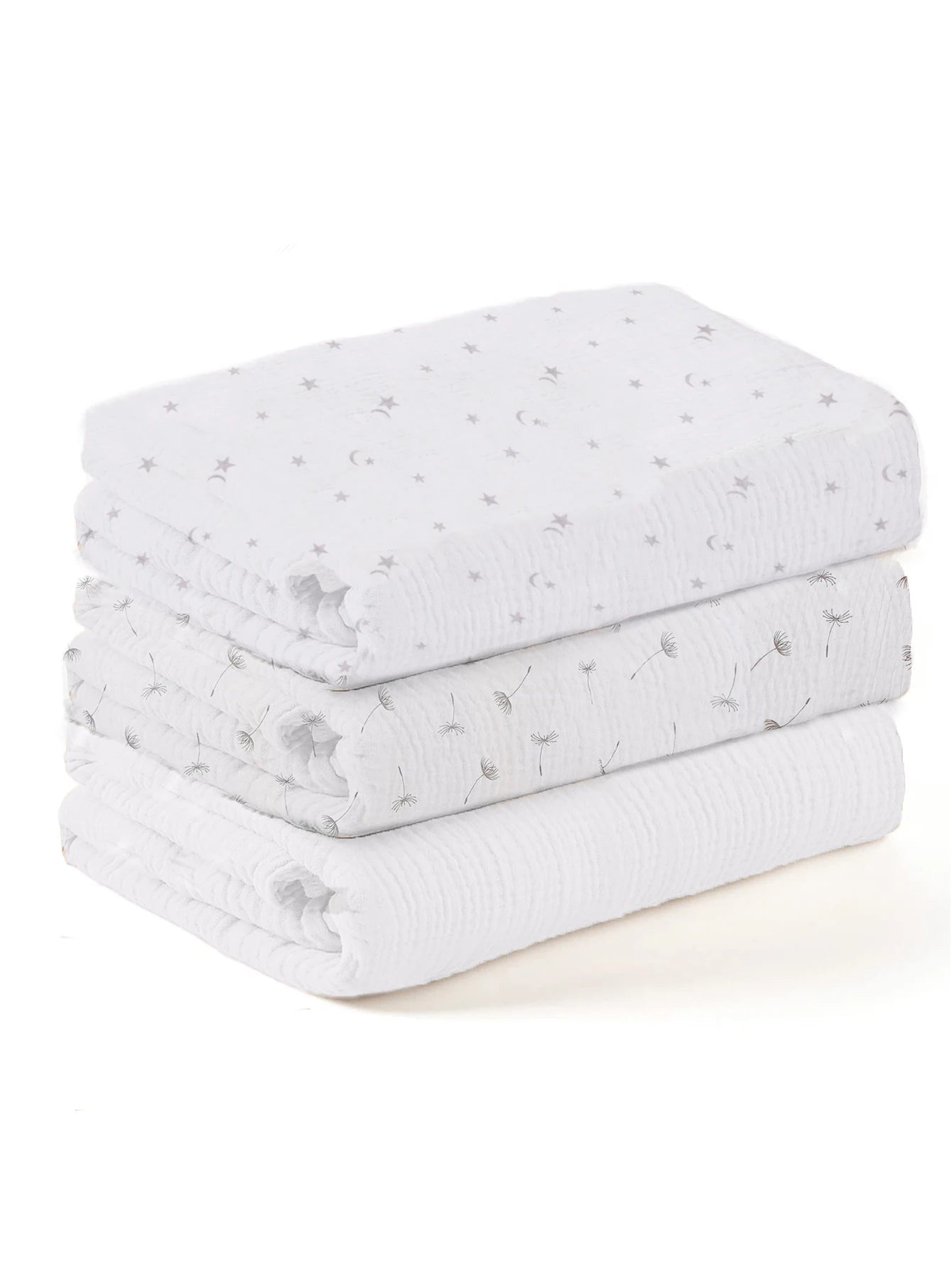 3PCS Soft Breathable Muslin Baby Receiving Swaddle Blanket Set