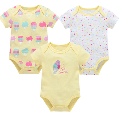 3/6-Piece Cotton Baby Short Sleeve Bodysuit Set