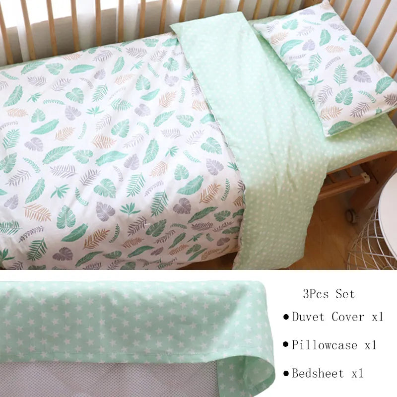 3-Piece Cotton Baby Crib Bedding Set with Duvet