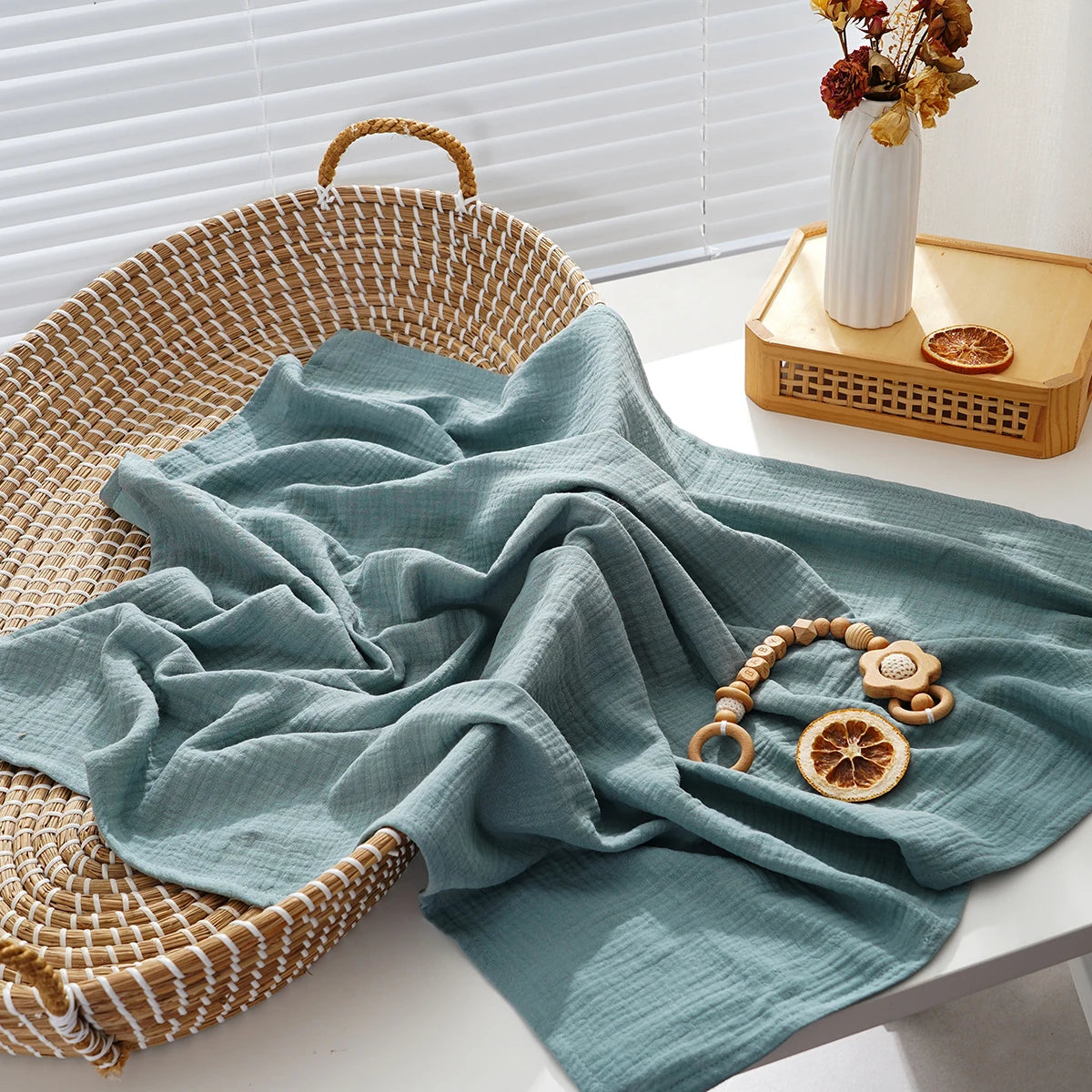 Cotton Muslin Swaddle Blanket Baby Wrap Quilt