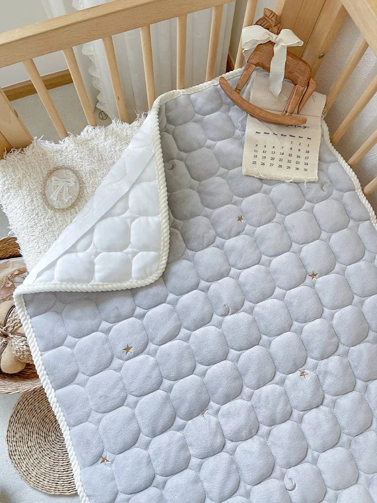 Thickened Cotton Quilted Crib Fitted Sheet Deep Pocket