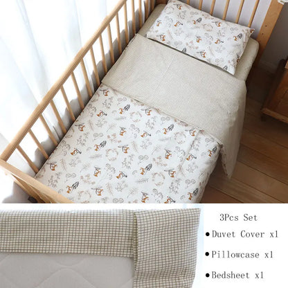 3-Piece Cotton Baby Crib Bedding Set with Duvet