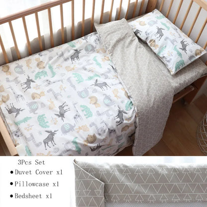 3-Piece Cotton Baby Crib Bedding Set with Duvet