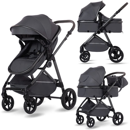 2-in-1 High Landscape Baby Stroller with Canopy