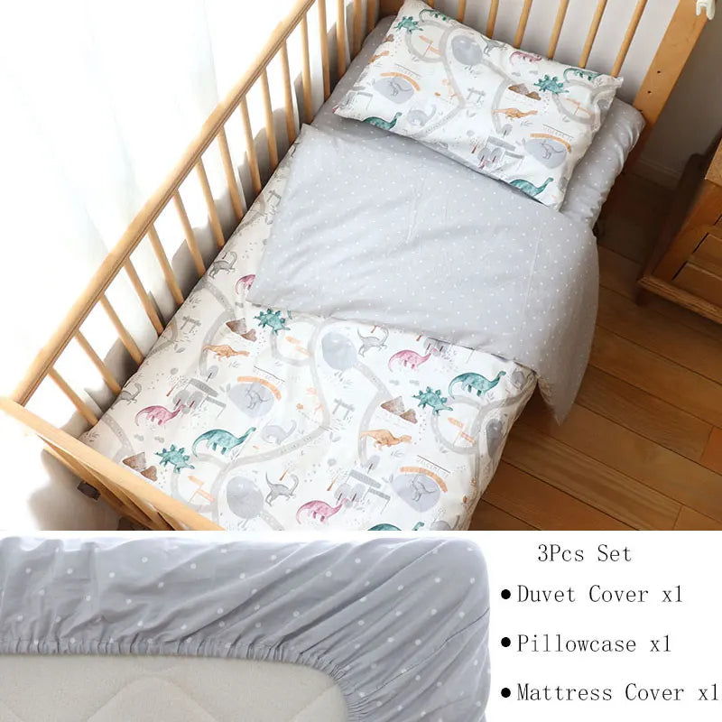 3-Piece Cotton Baby Crib Bedding Set Star Pattern