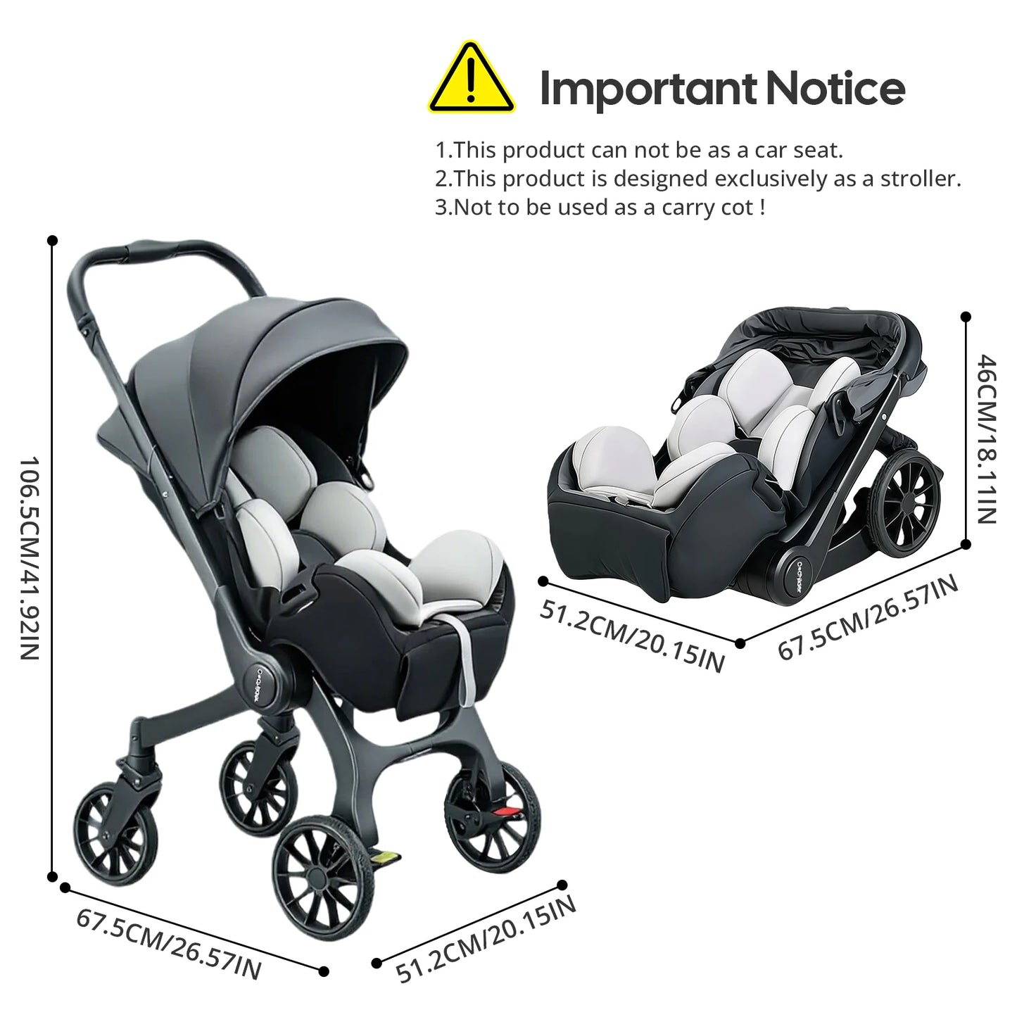 Multi-Functional Foldable Baby Stroller with Adjustable Backrest