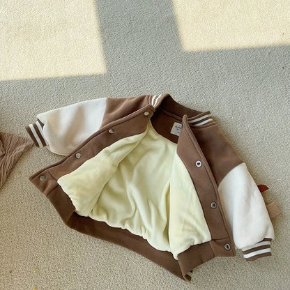 Toddler Fleece Baseball Jacket Warm Winter Kids Outerwear
