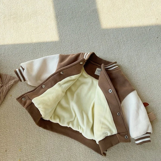 Toddler Fleece Baseball Jacket Warm Winter Kids Outerwear