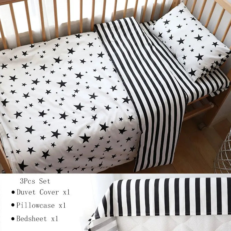 3-Piece Cotton Baby Crib Bedding Set Star Pattern