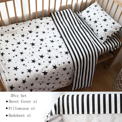 3-Piece Cotton Baby Crib Bedding Set Star Pattern