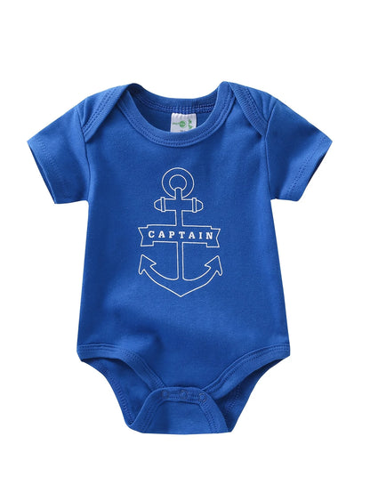 5PCS Baby Boy Sailboat Short Sleeve Romper Set