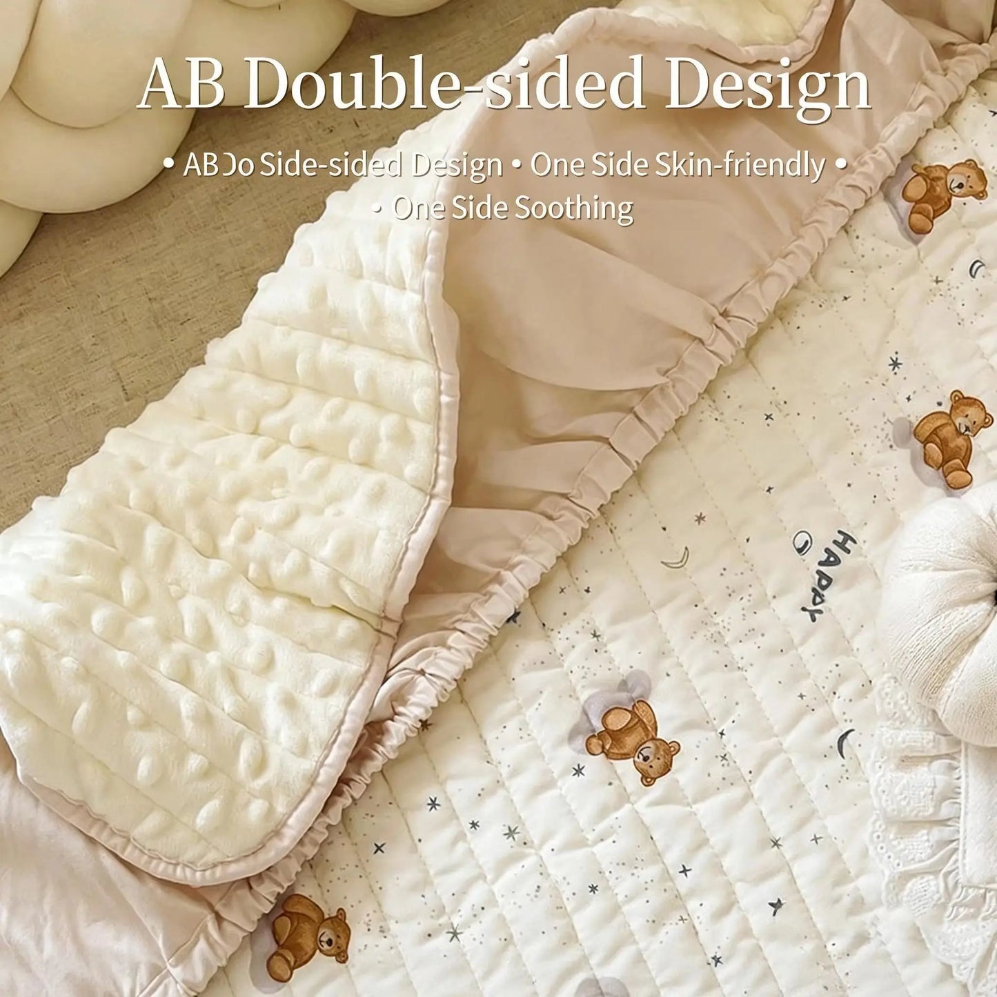 Korean Style Quilted Baby Crib Fitted Mattress Pad