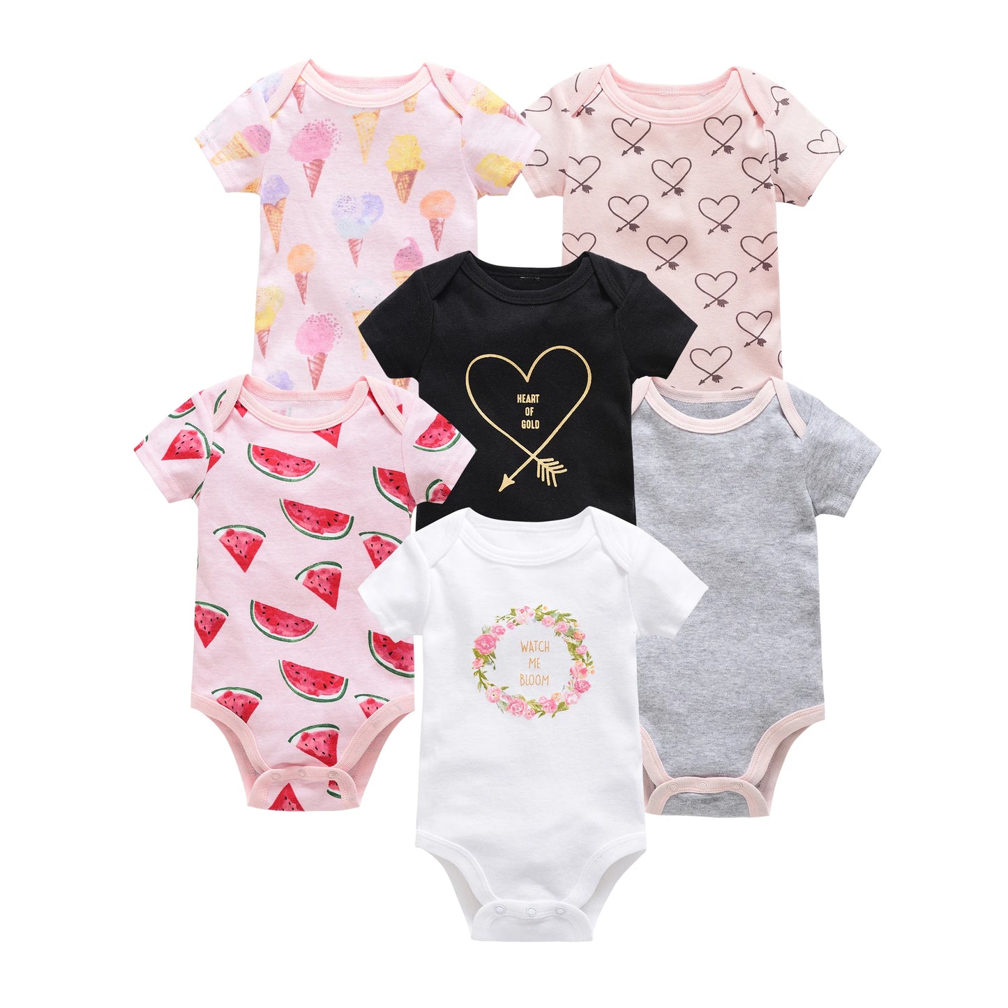 3/6-Piece Cotton Baby Short Sleeve Bodysuit Set