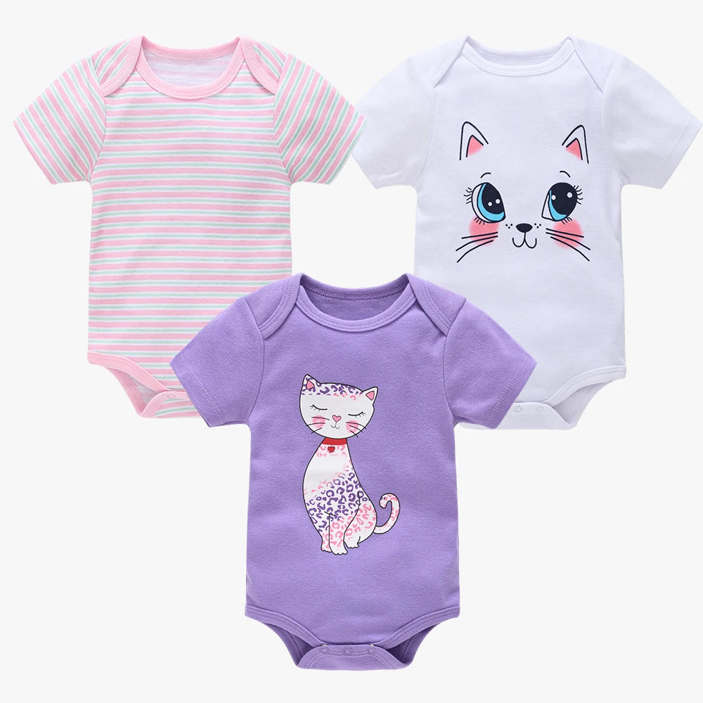 3/6-Piece Cotton Baby Short Sleeve Bodysuit Set
