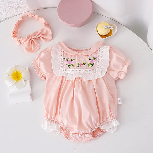 Summer Baby Girl Short Sleeve Triangle Romper Jumpsuit
