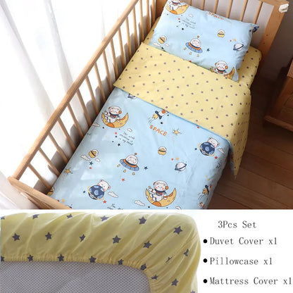 3-Piece Cotton Baby Crib Bedding Set with Duvet