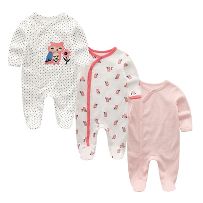 3-Piece Cartoon Cotton Baby Long Sleeve Romper Set