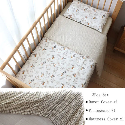 3-Piece Cotton Baby Crib Bedding Set Star Pattern
