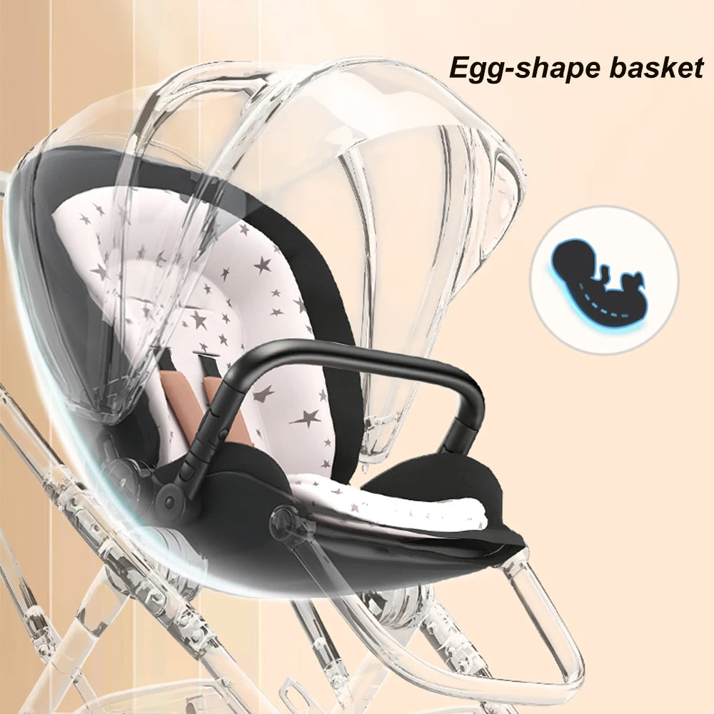 Convertible High Landscape Baby Stroller with Reversible Seat