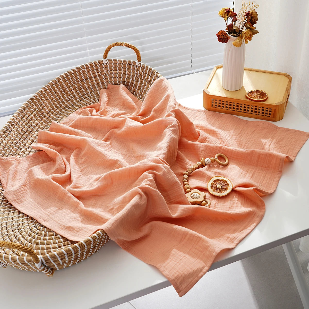 Cotton Muslin Swaddle Blanket Baby Wrap Quilt