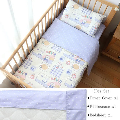3-Piece Cotton Baby Crib Bedding Set with Duvet