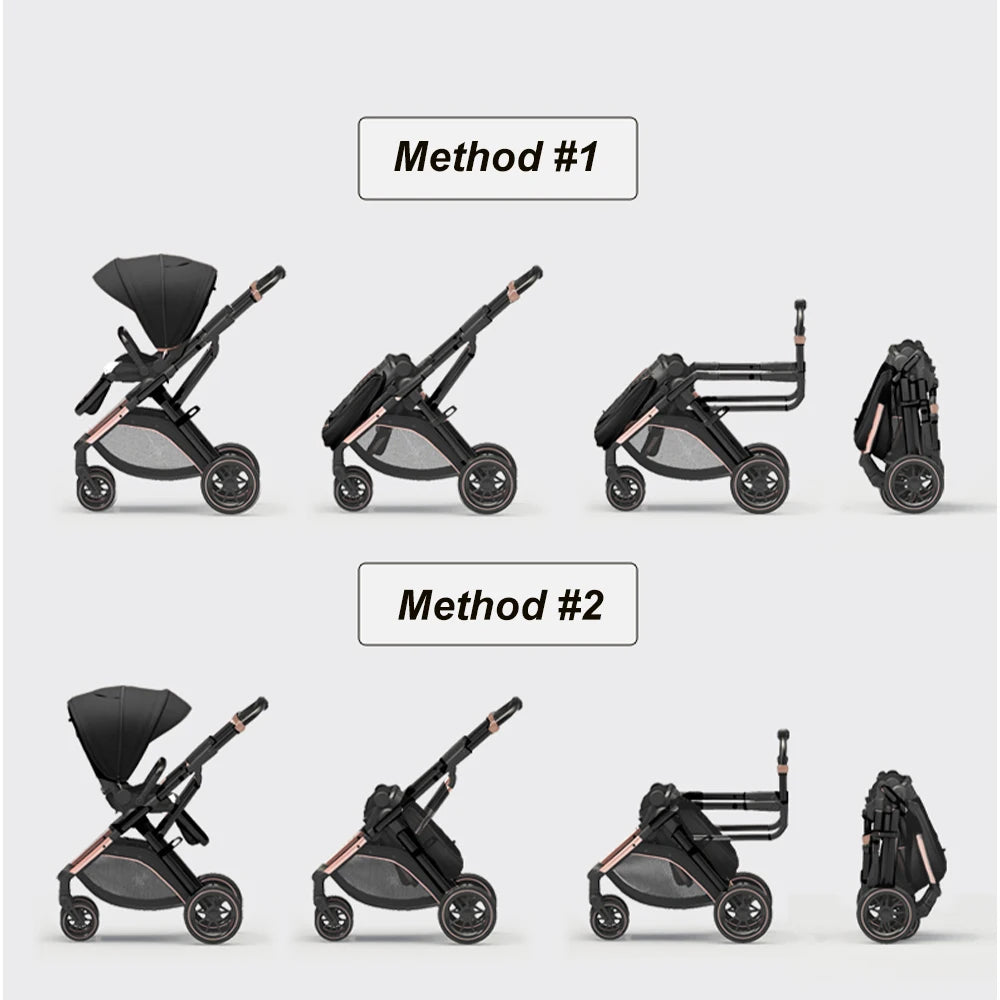 Convertible High Landscape Baby Stroller with Reversible Seat