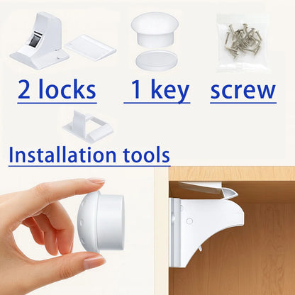 Magnetic Baby Safety Cabinet Locks Self-Adhesive Screw Fixed