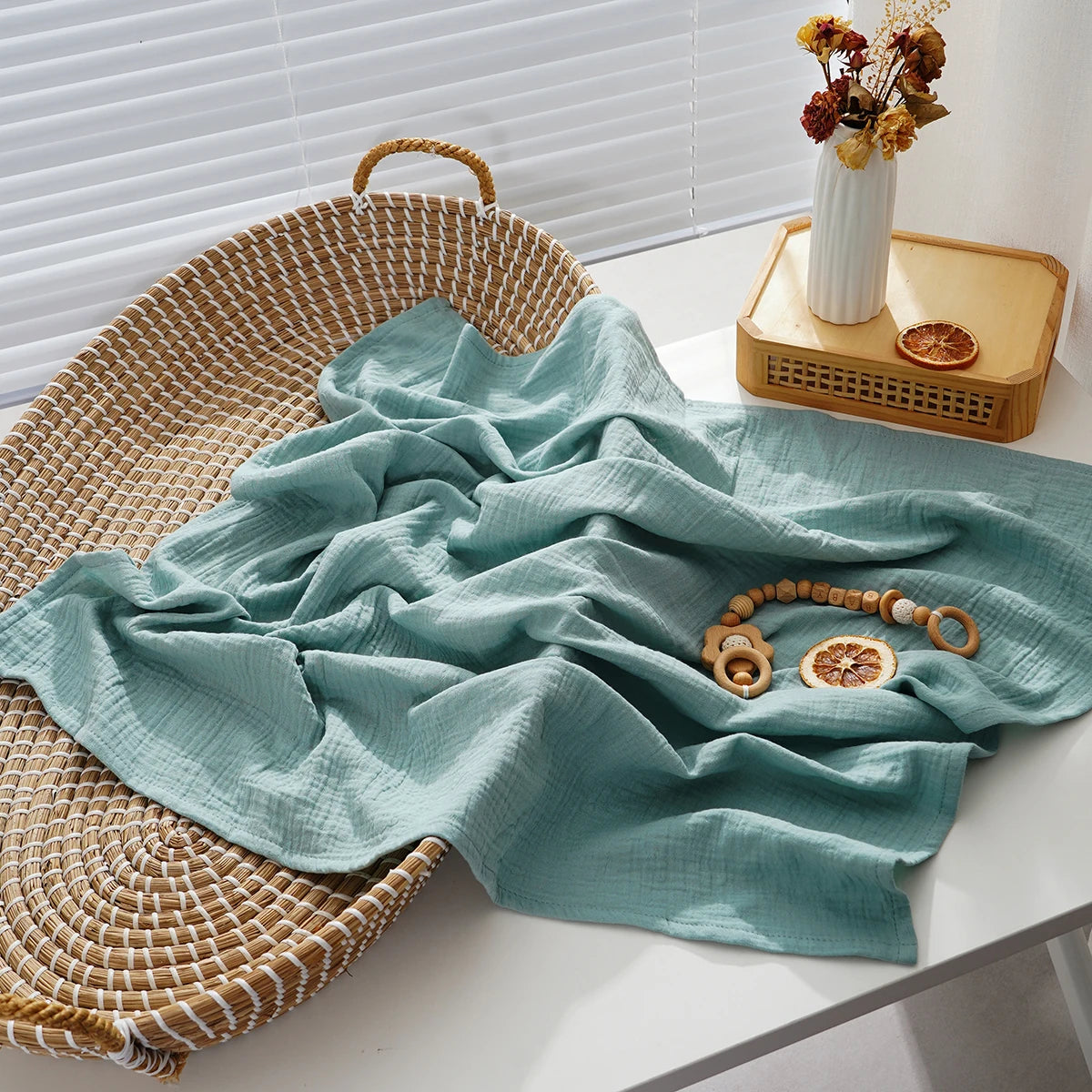 Cotton Muslin Swaddle Blanket Baby Wrap Quilt