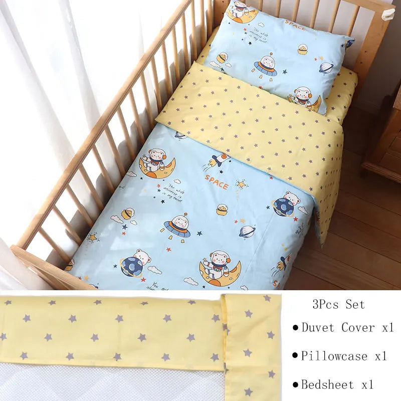 3-Piece Cotton Baby Crib Bedding Set with Duvet