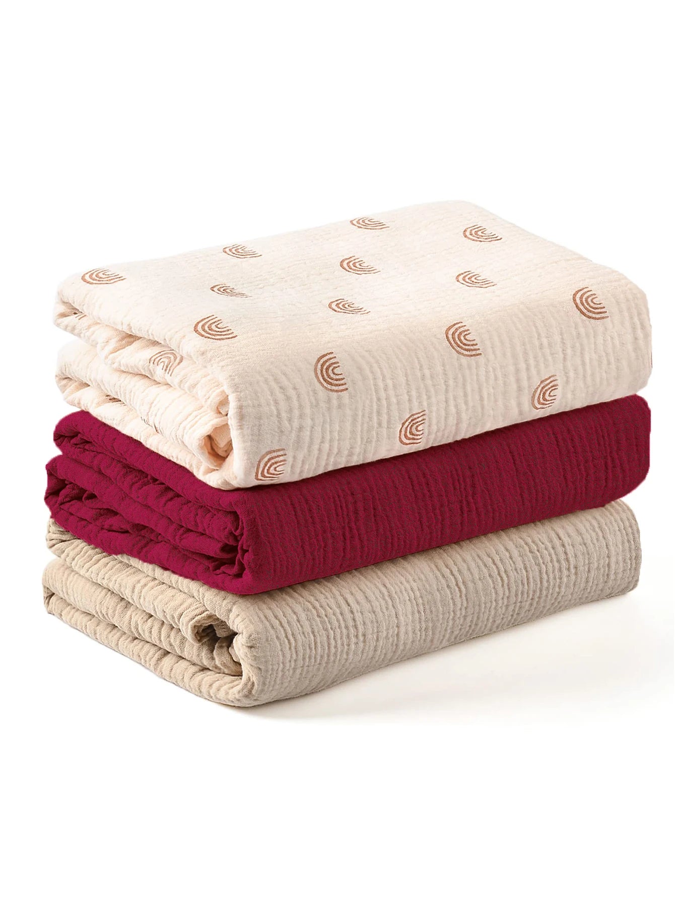 3PCS Soft Breathable Muslin Baby Receiving Swaddle Blanket Set