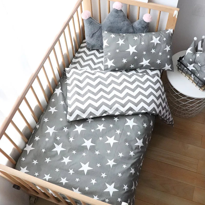 3-Piece Cotton Baby Crib Bedding Set Star Pattern