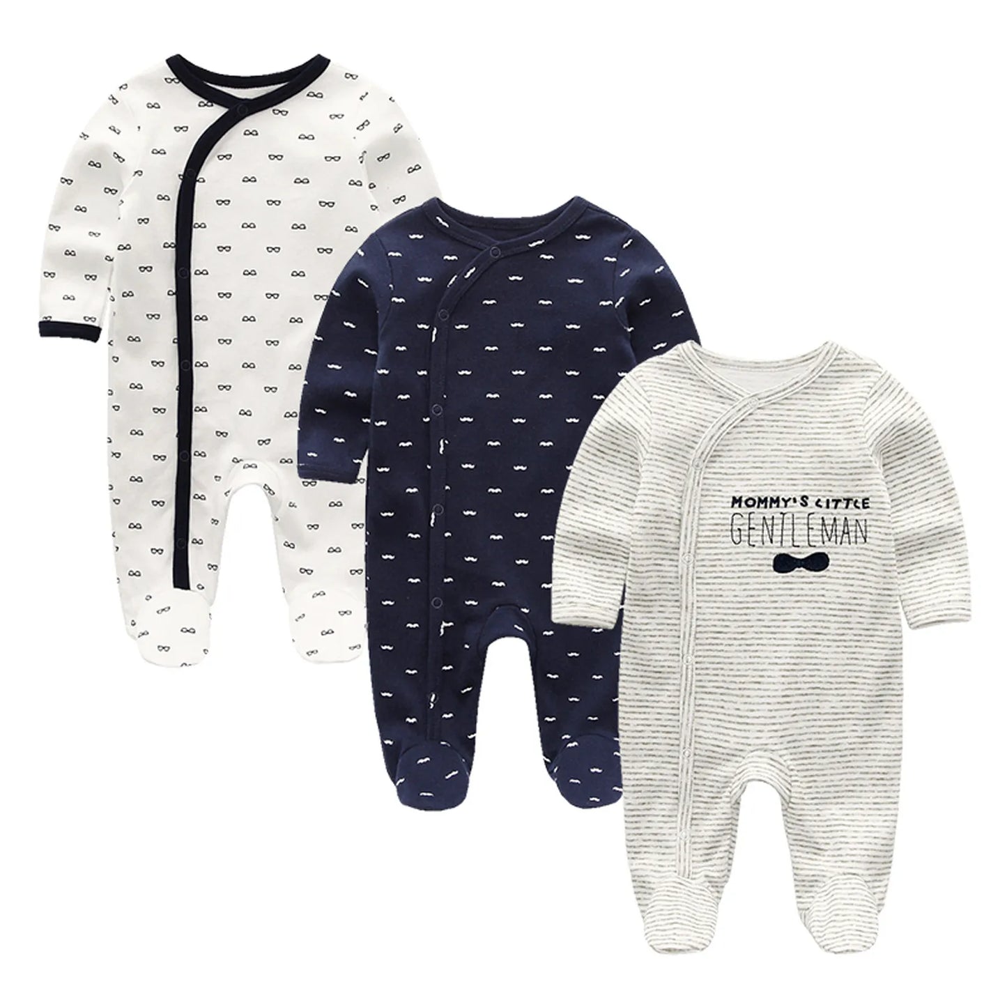 3-Piece Cartoon Cotton Baby Long Sleeve Romper Set