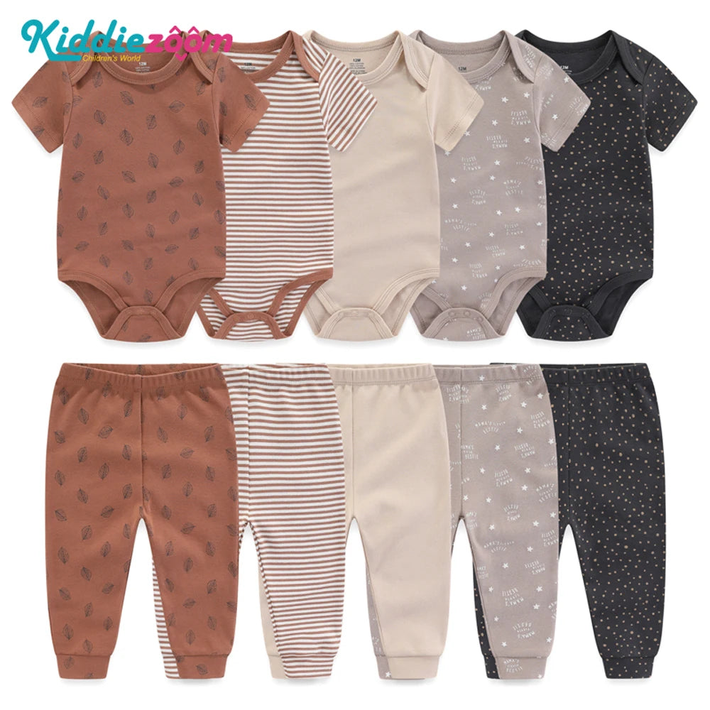 10-Piece Unisex Baby Bodysuits Pants Clothing Gift Set