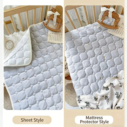Thickened Cotton Quilted Crib Fitted Sheet Deep Pocket