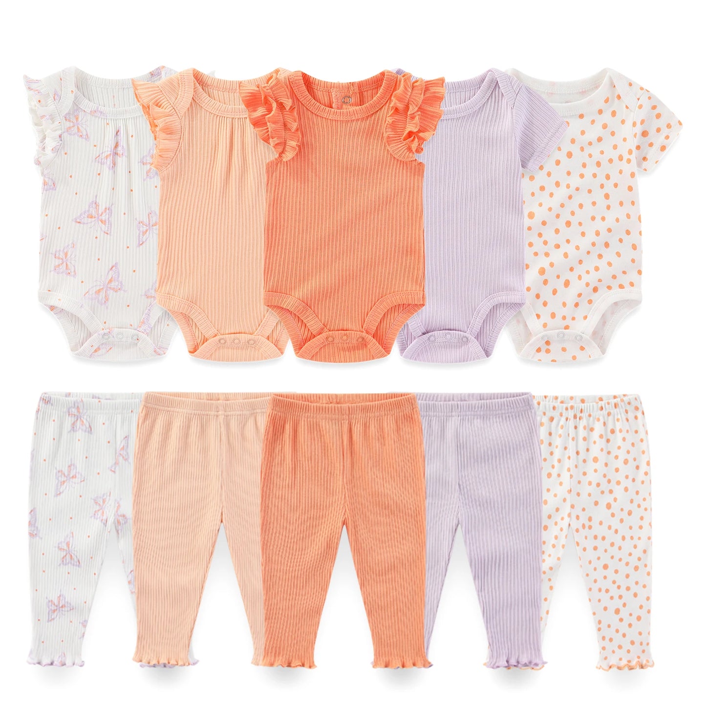 10-Piece Unisex Baby Bodysuits Pants Clothing Gift Set