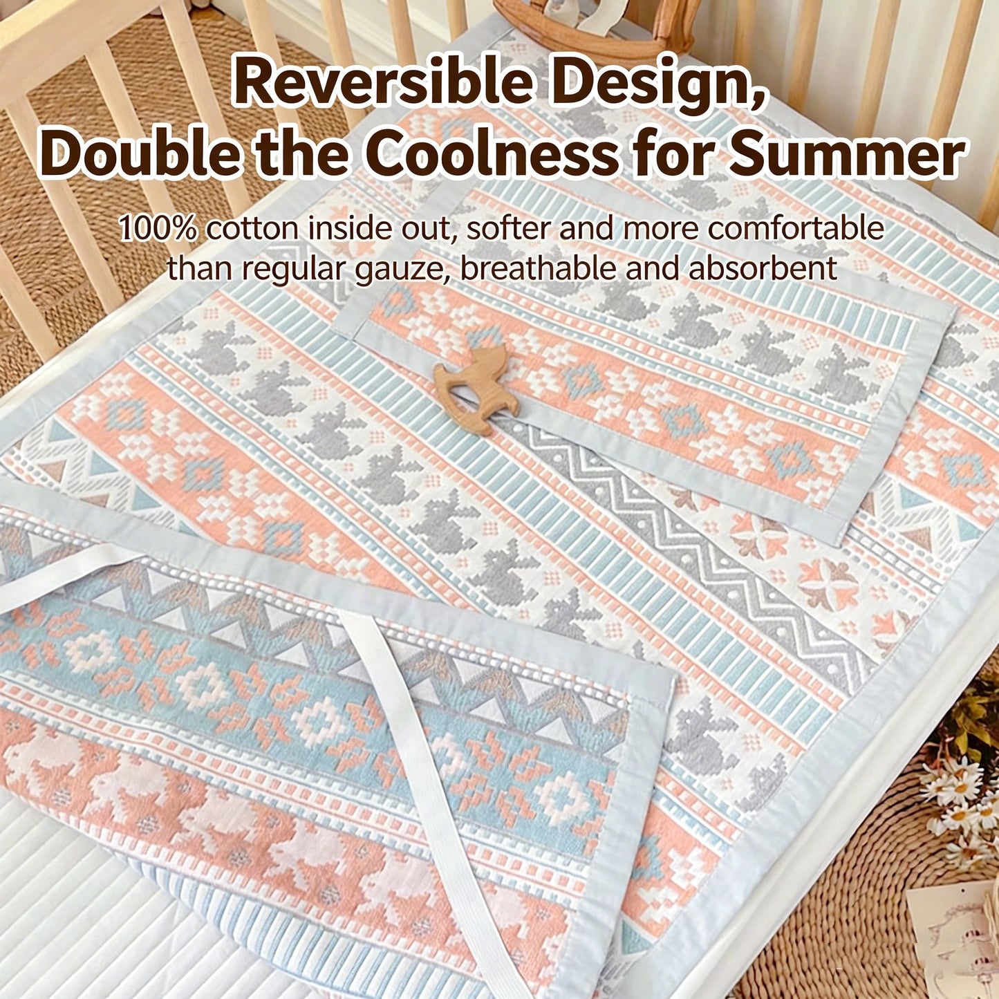 3-Piece Cotton Baby Crib Bedding Set Star Pattern