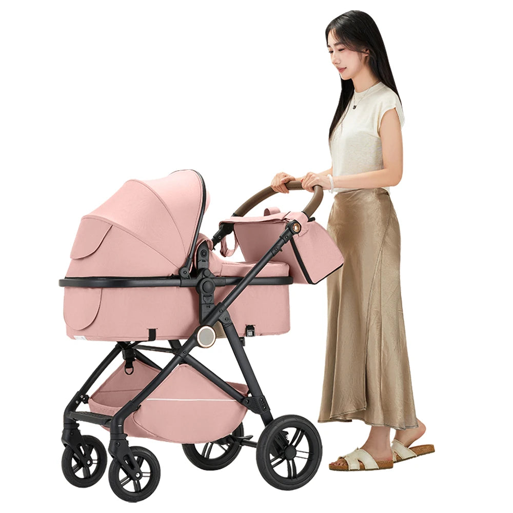 2-in-1 High Landscape Baby Stroller with Canopy