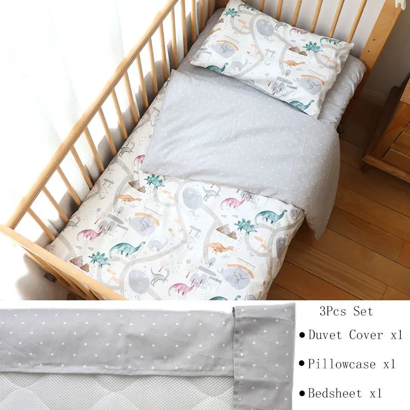 3-Piece Cotton Baby Crib Bedding Set Star Pattern