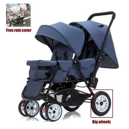 Twin Double Baby Stroller with Front Rear Seats