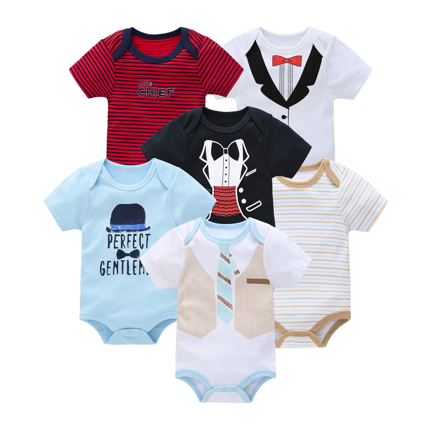 3/6-Piece Cotton Baby Short Sleeve Bodysuit Set